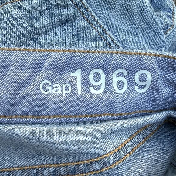 Gap 1969 Real Straight Jeans Patchwork Denim Jeans Embroidered Sz 32 Womens - Picture 7 of 10